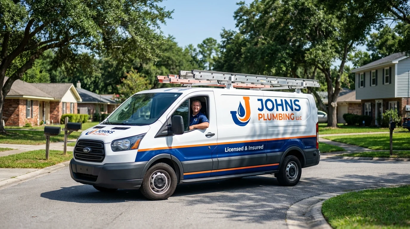 Johns Plumbing LLC service van in Glen Rock, PA