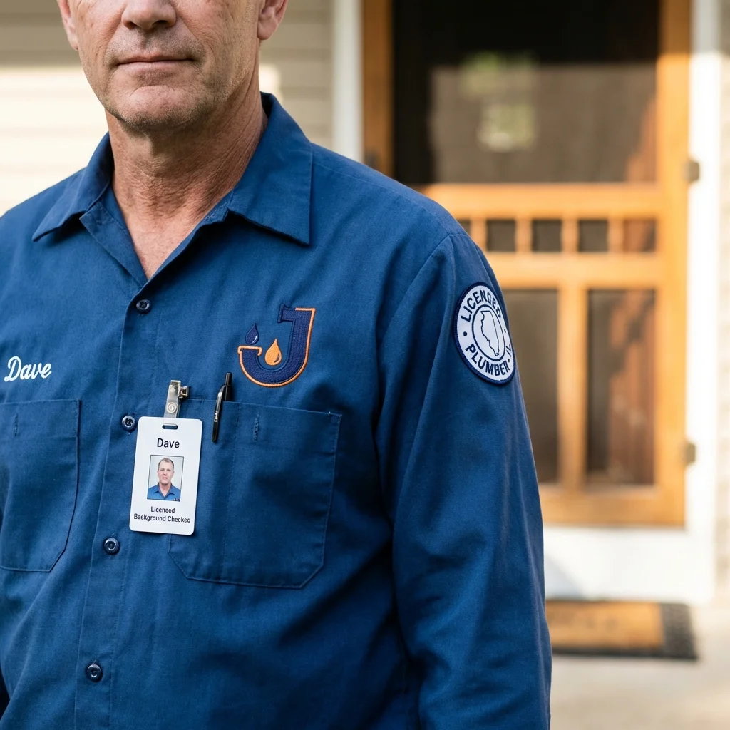 Licensed plumber showing ID badge in Glen Rock, PA