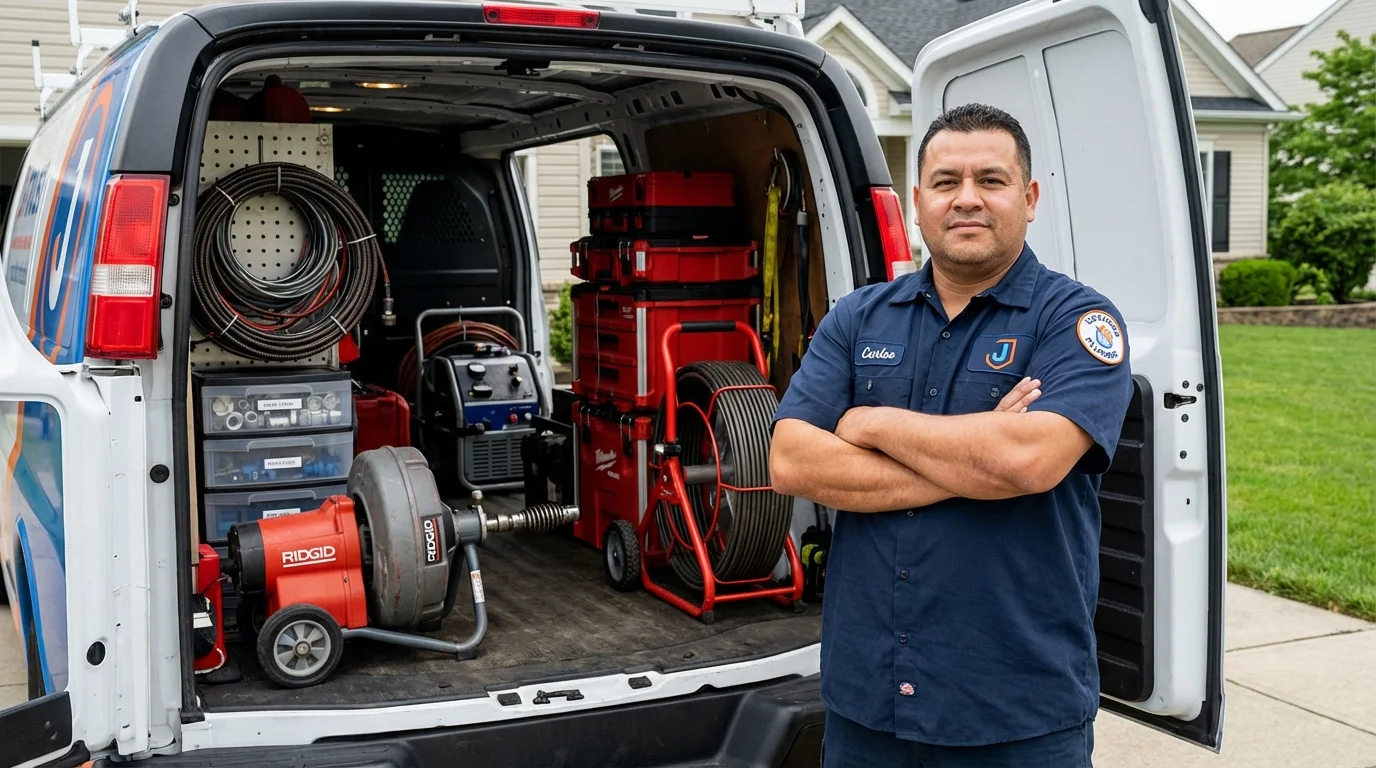 Professional drain cleaning equipment and Johns Plumbing LLC plumber in Glen Rock