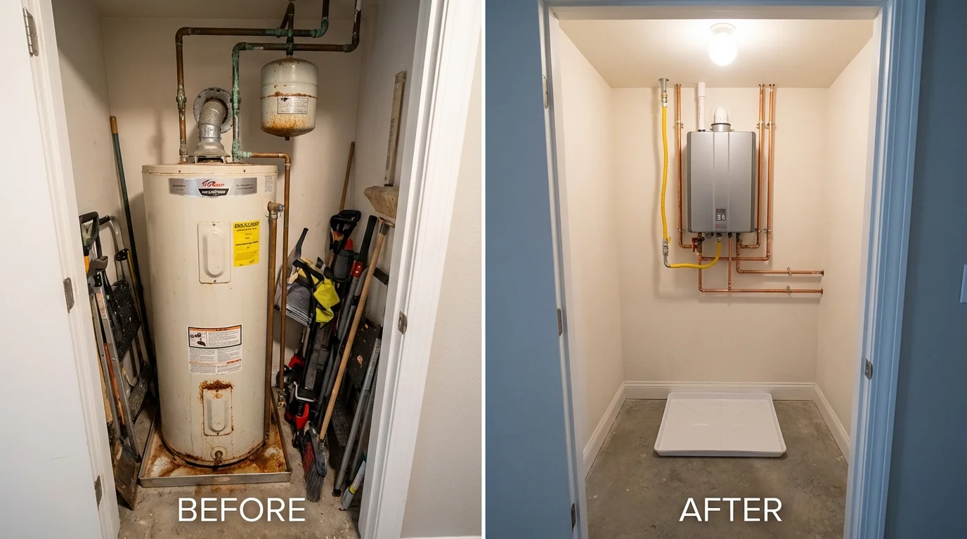 Tank water heater versus wall-mounted tankless unit comparison for Glen Rock, PA homeowners